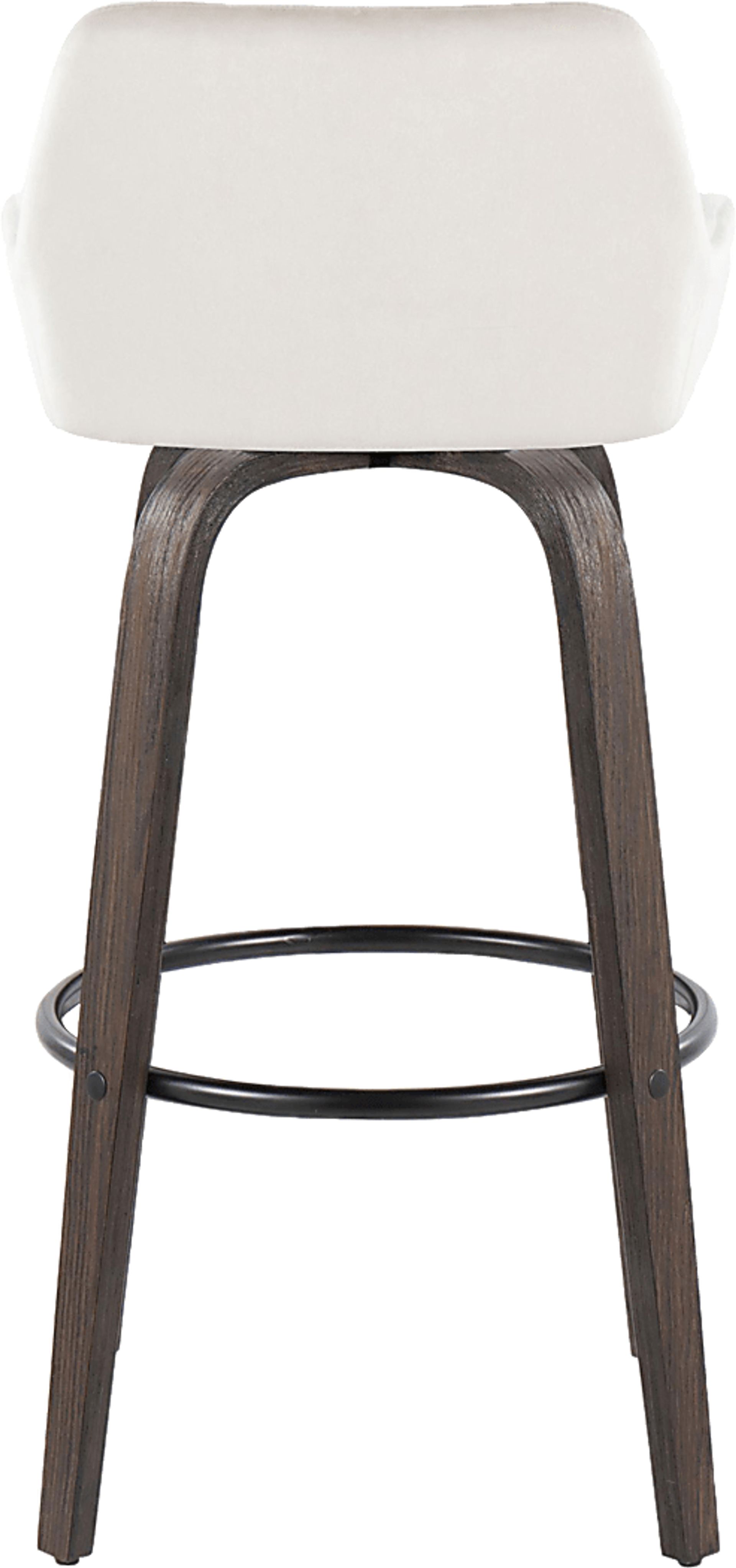 Rimcrest VII White Velvet Swivel Barstool, Set of 2 - Image 9