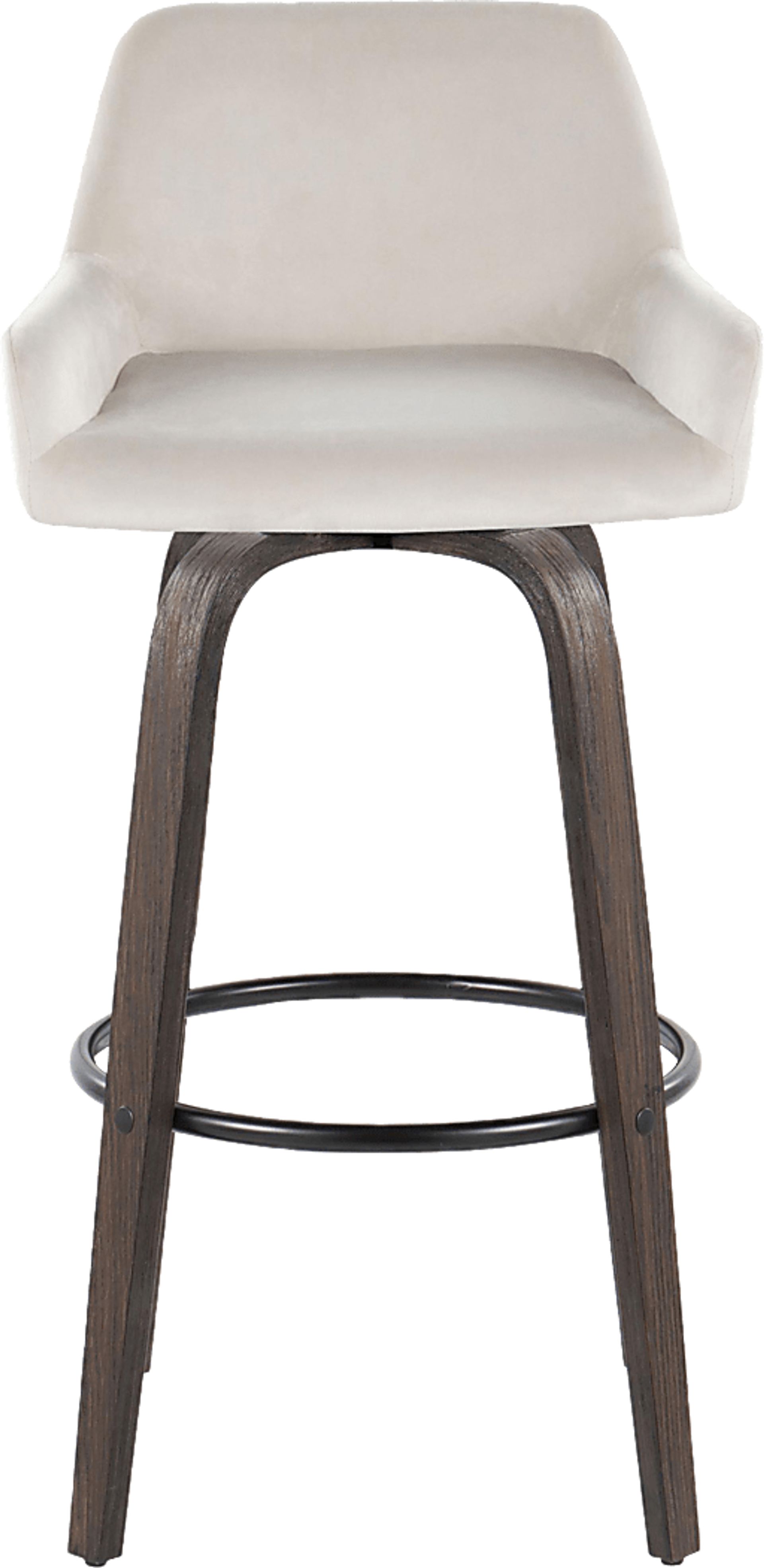 Rimcrest VII White Velvet Swivel Barstool, Set of 2 - Image 10