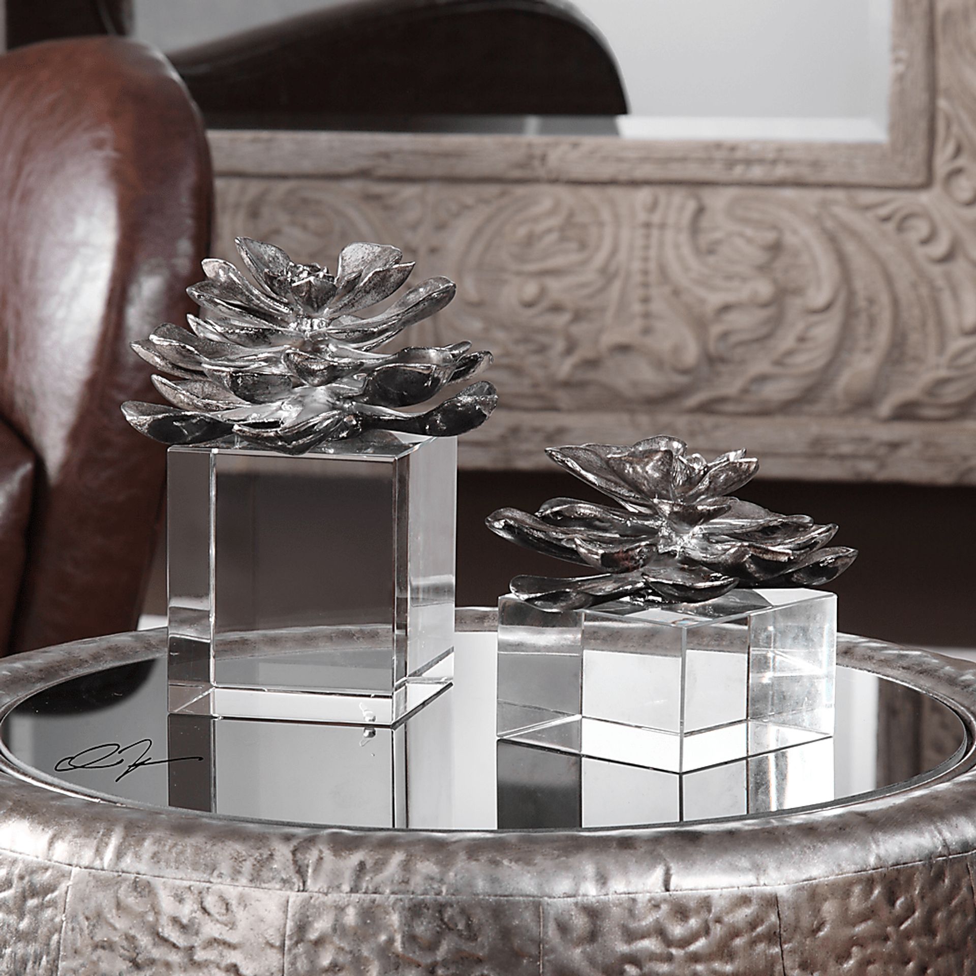 Rinita Silver Sculpture, Set of 2 - Image 3
