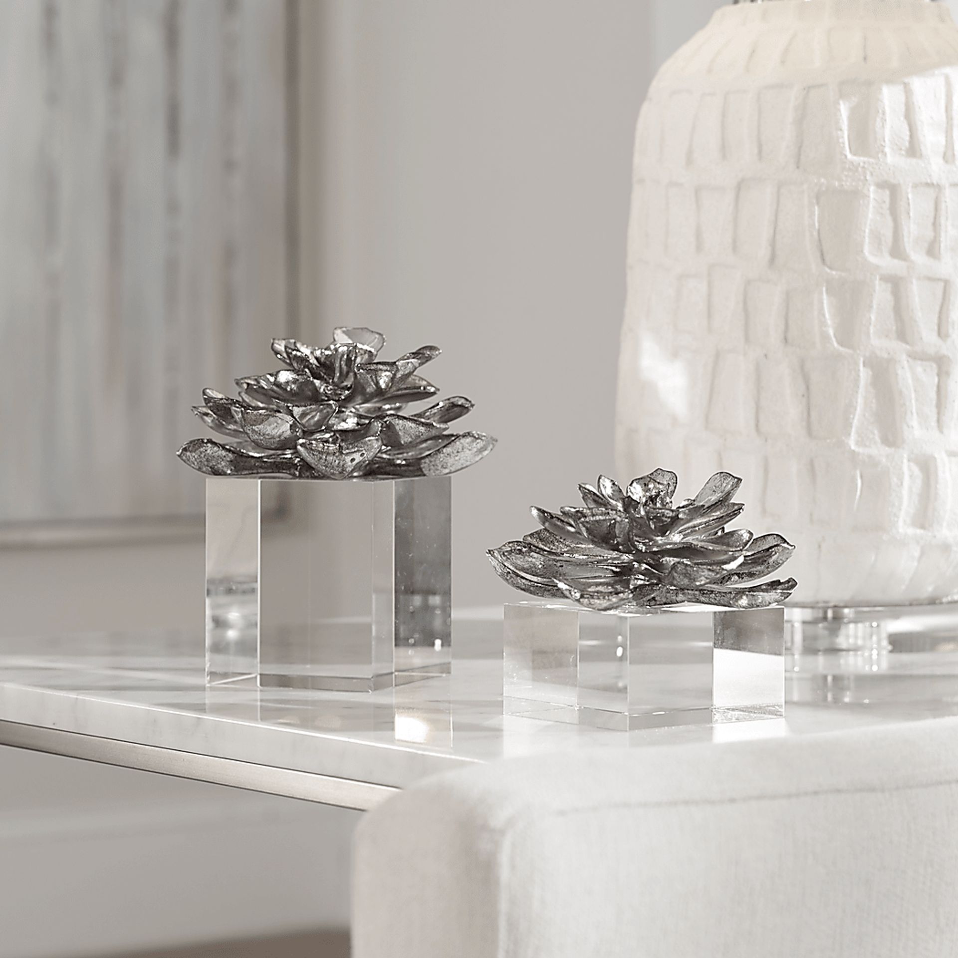 Rinita Silver Sculpture, Set of 2 - Image 4