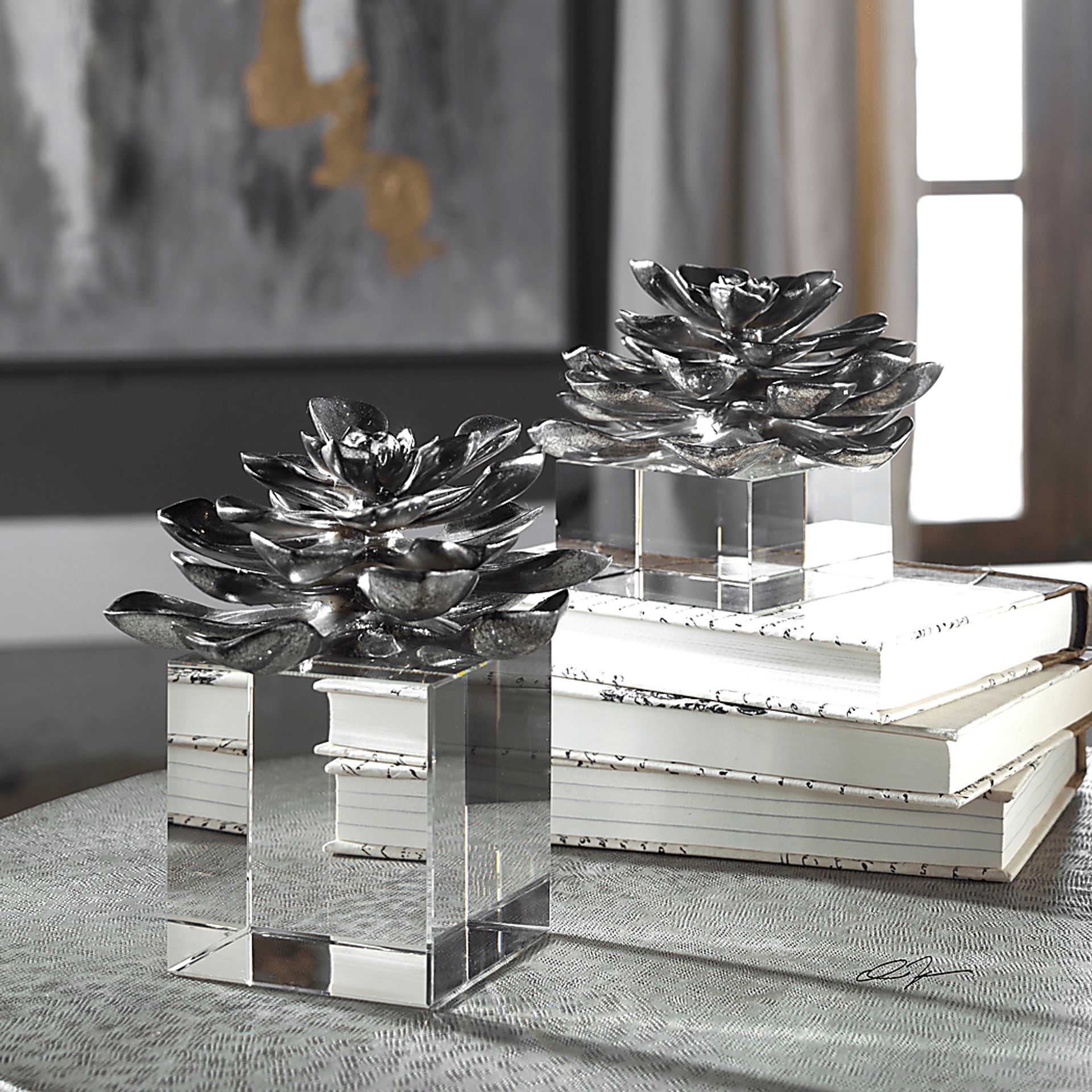 Rinita Silver Sculpture, Set of 2 - Image 5