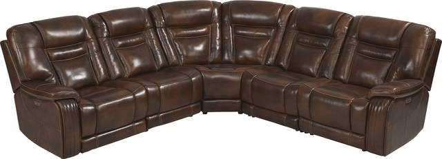 Rio Montana Brown Leather 5 Pc Dual Power Reclining Sectional - Thumbnail - Image 3