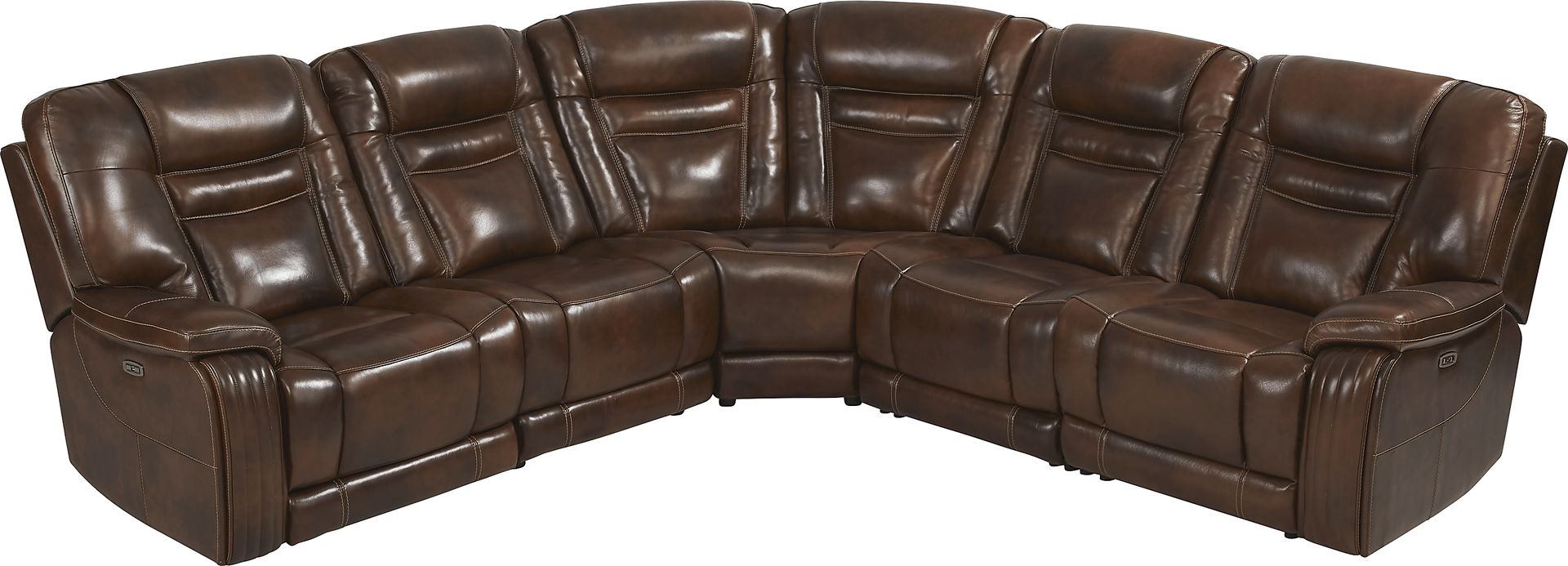 Rio Montana Brown Leather 5 Pc Dual Power Reclining Sectional - Image 3