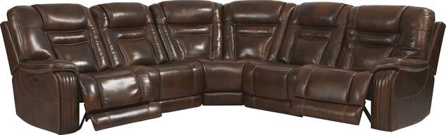 Rio Montana Brown Leather 5 Pc Dual Power Reclining Sectional - Thumbnail - Image 4