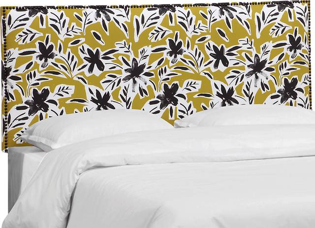 Riona Yellow Queen Upholstered Headboard - Thumbnail - Image 1