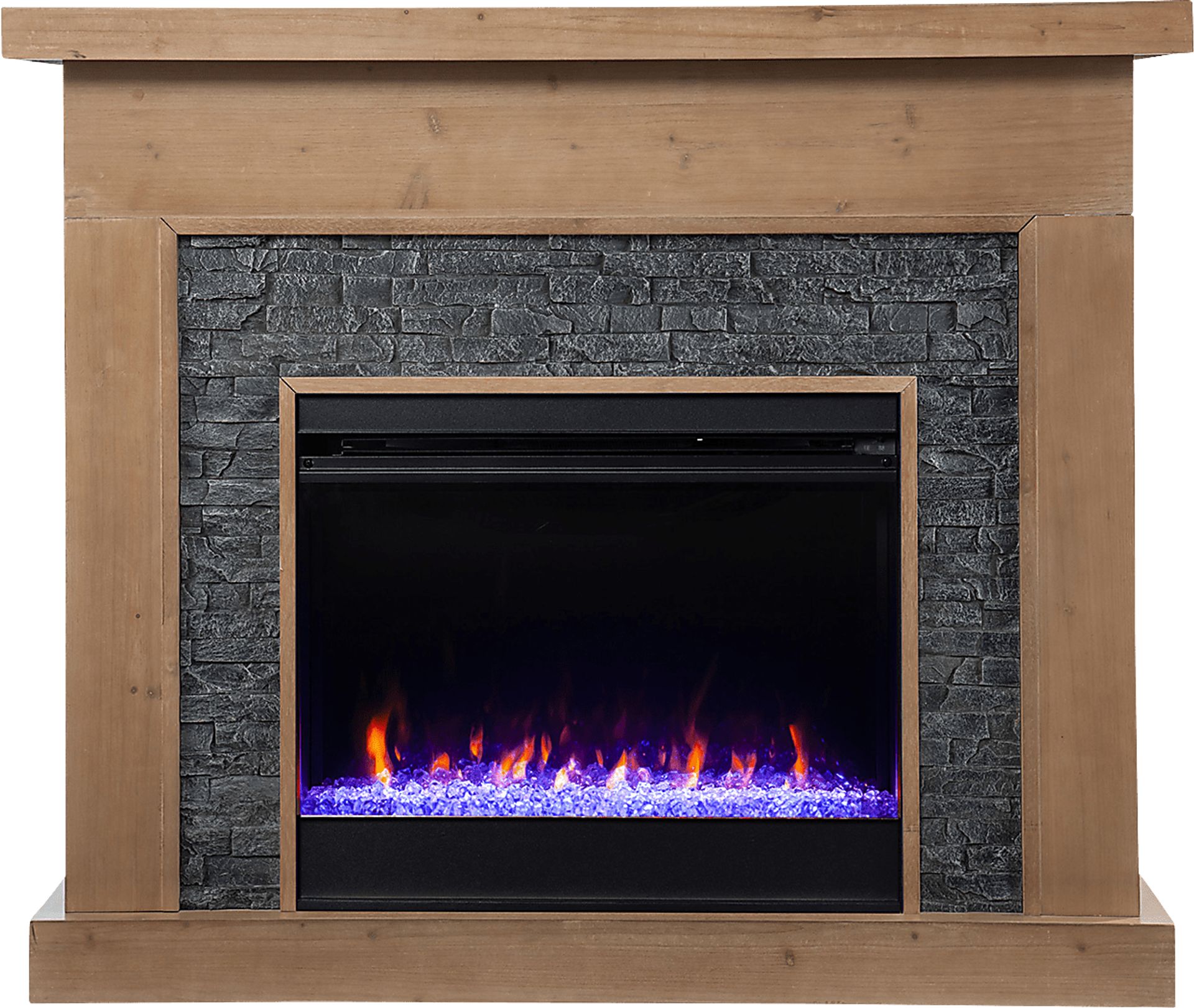 Rische Natural 45 in. Console with Electric Color-Changing Fireplace - Image 2