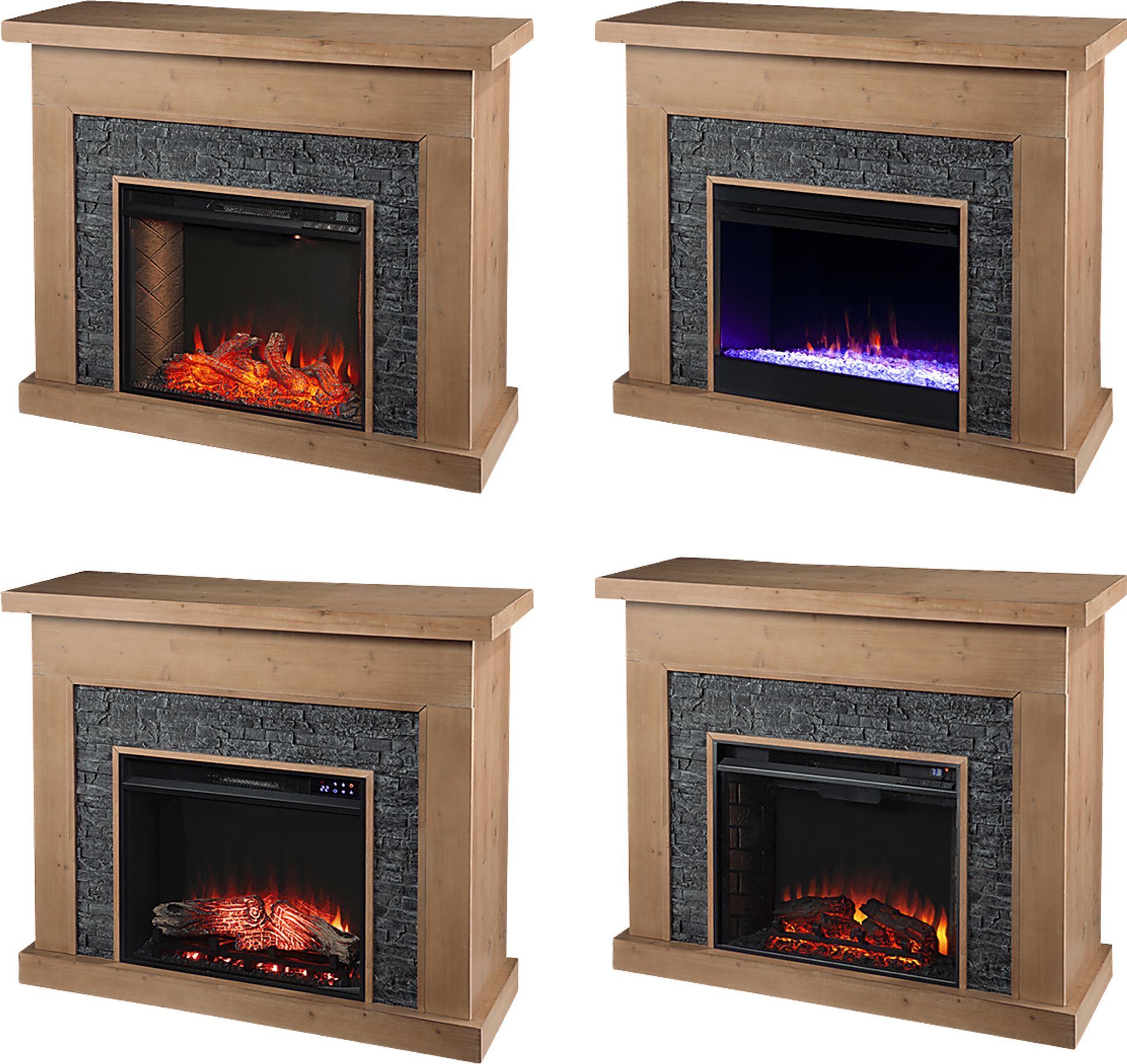 Rische Natural 45 in. Console with Electric Color-Changing Fireplace - Image 6