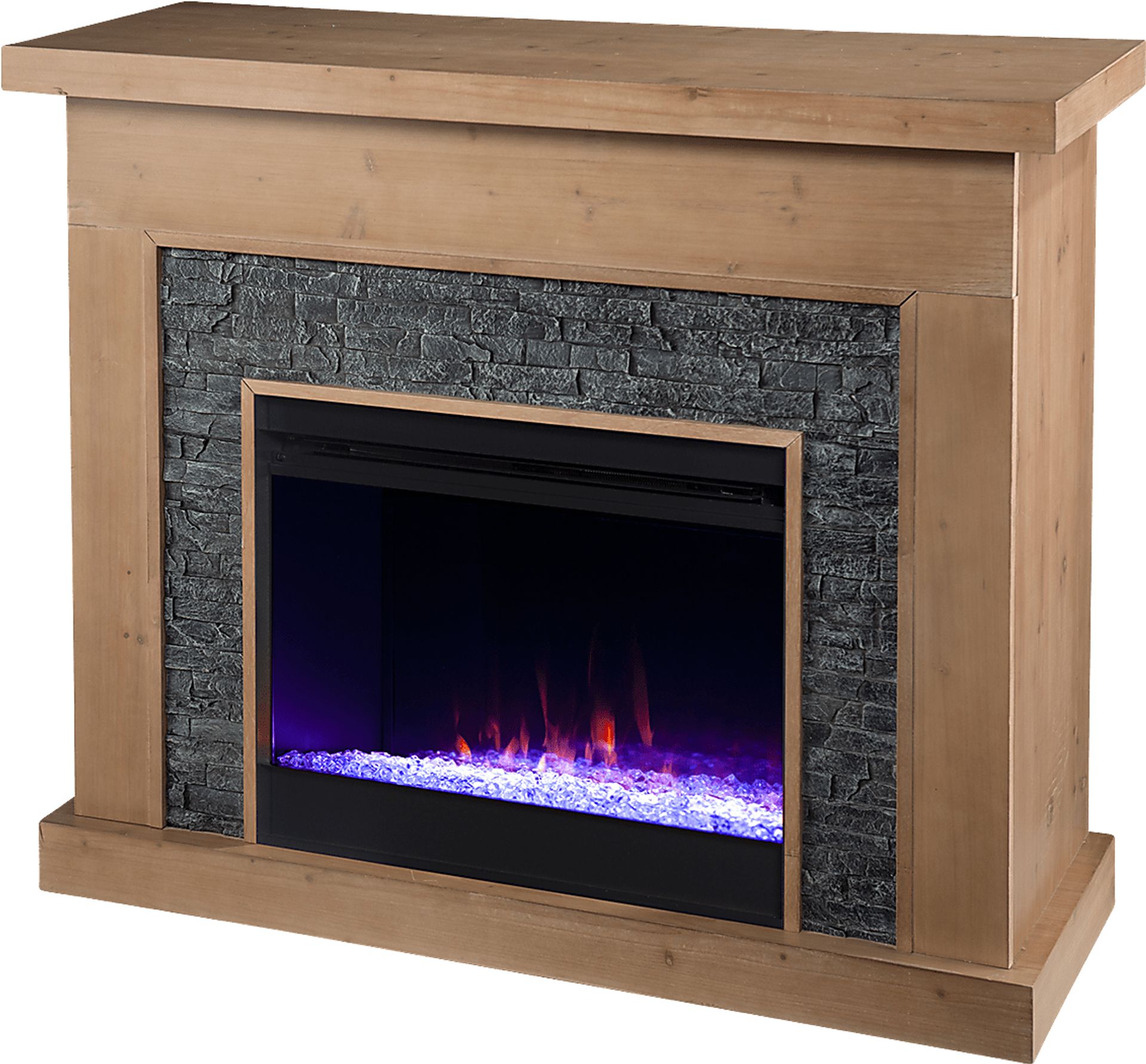 Rische Natural 45 in. Console with Electric Color-Changing Fireplace - Image 1