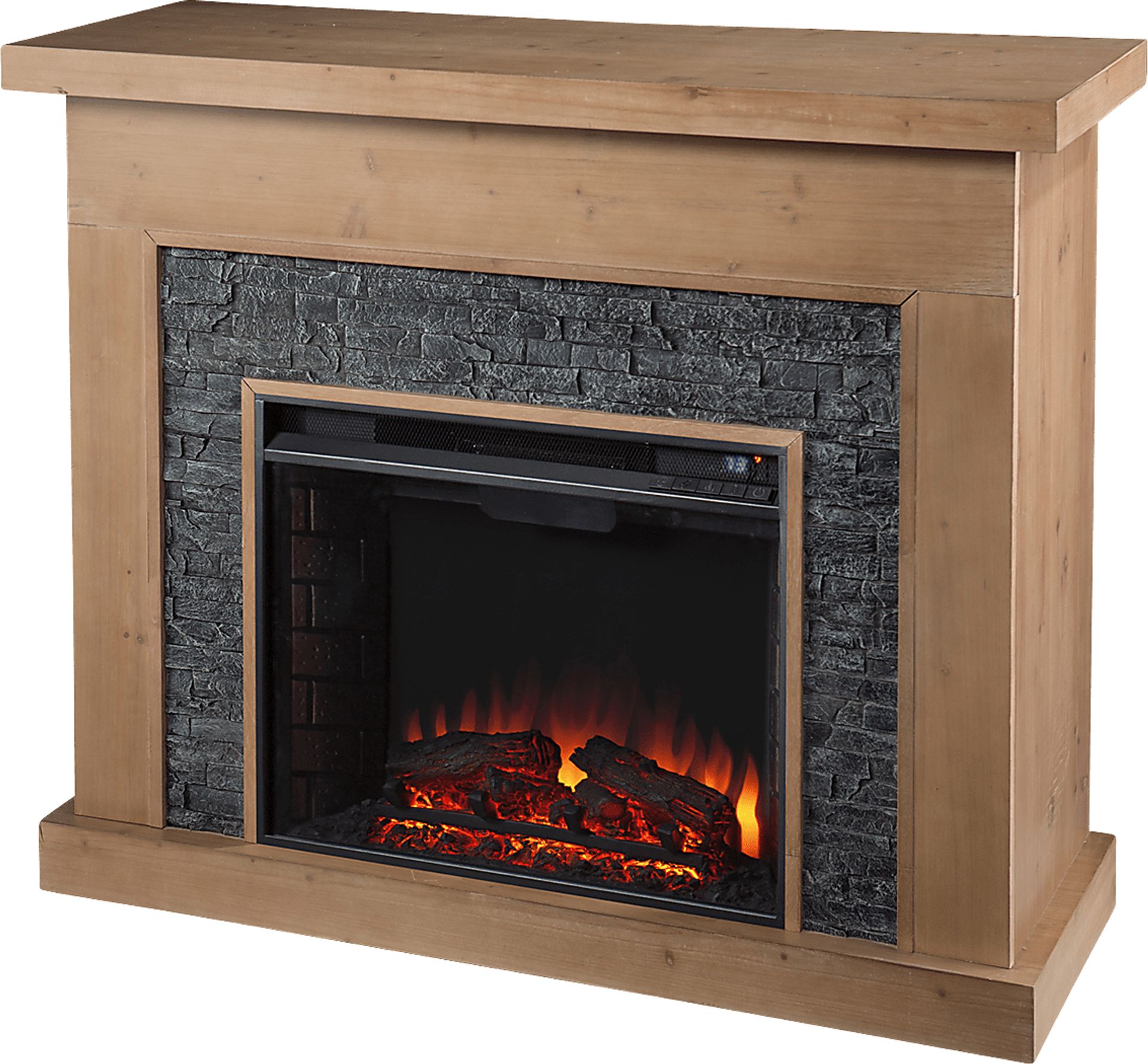 Rische Natural 45 in. Console with Electric Fireplace - Image 1