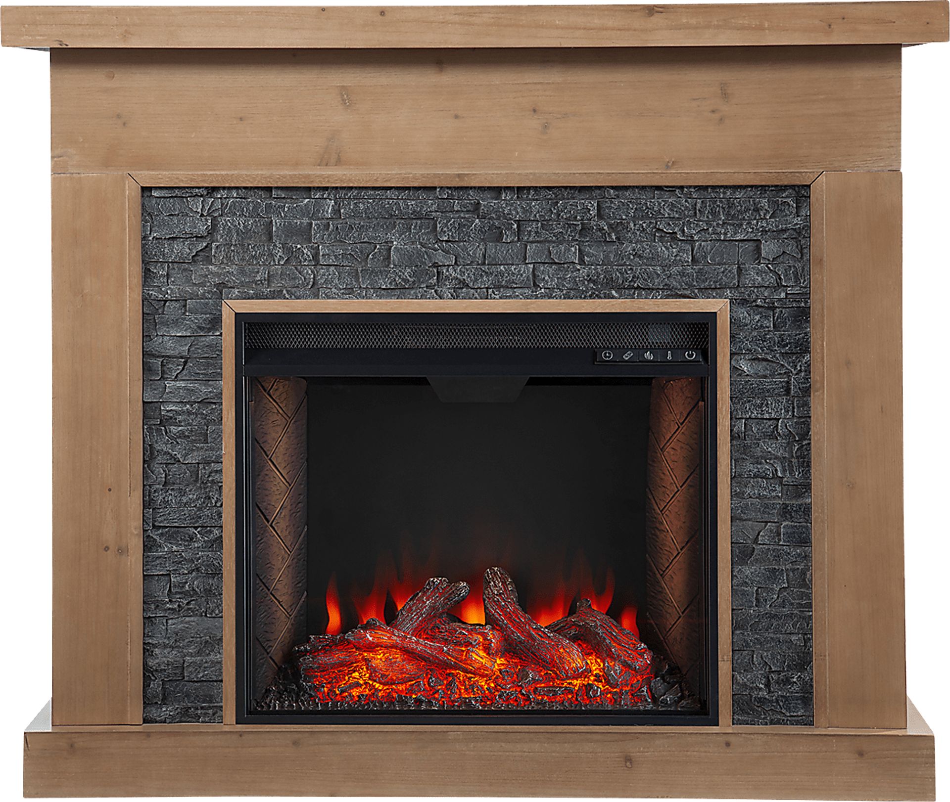 Rische Natural 45 in. Console with Electric Smart Fireplace - Image 2