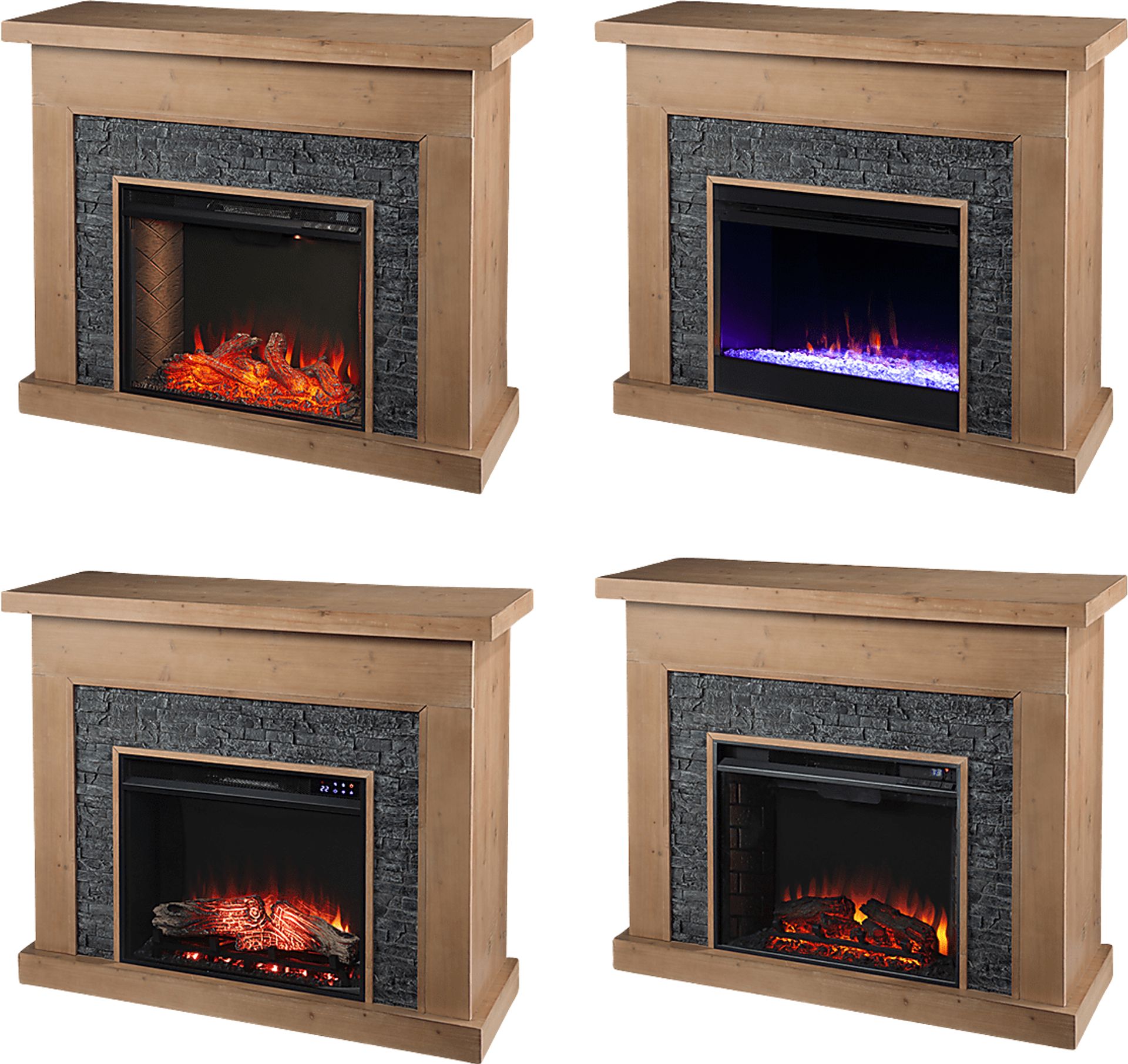 Rische Natural 45 in. Console with Electric Smart Fireplace - Image 5