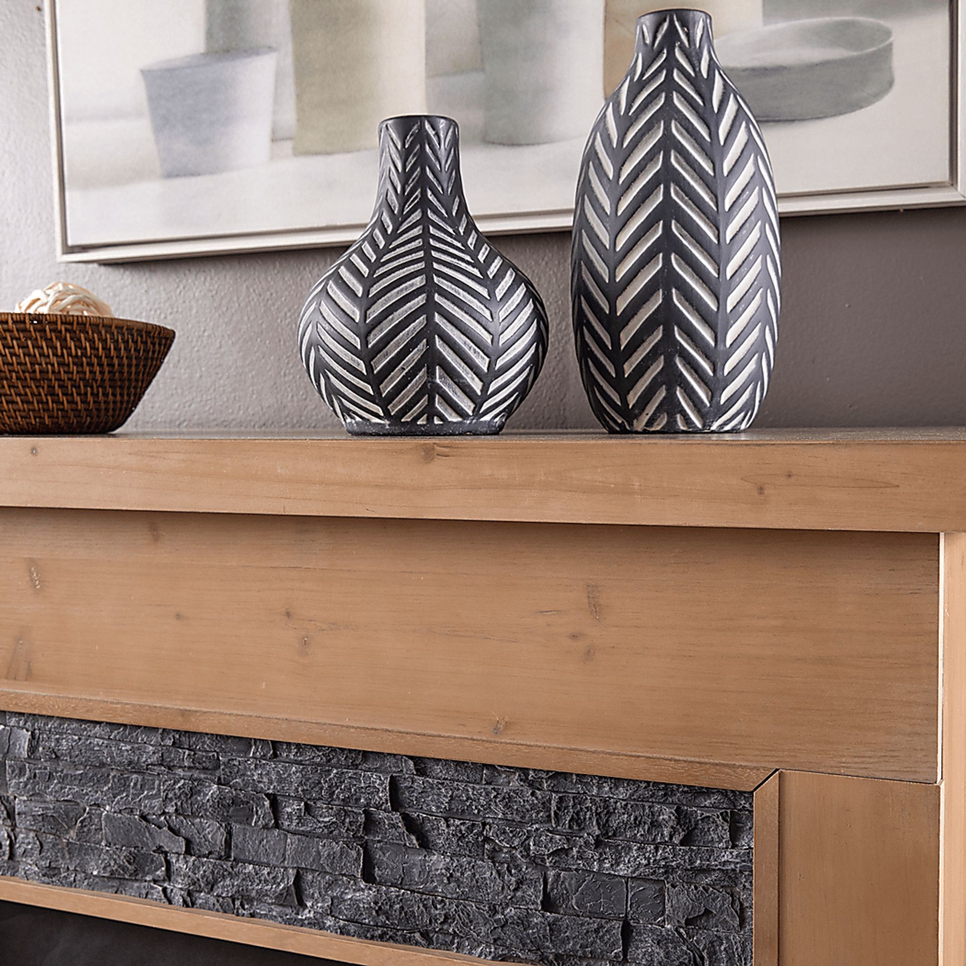 Rische Natural 45 in. Console with Electric Smart Fireplace - Image 6