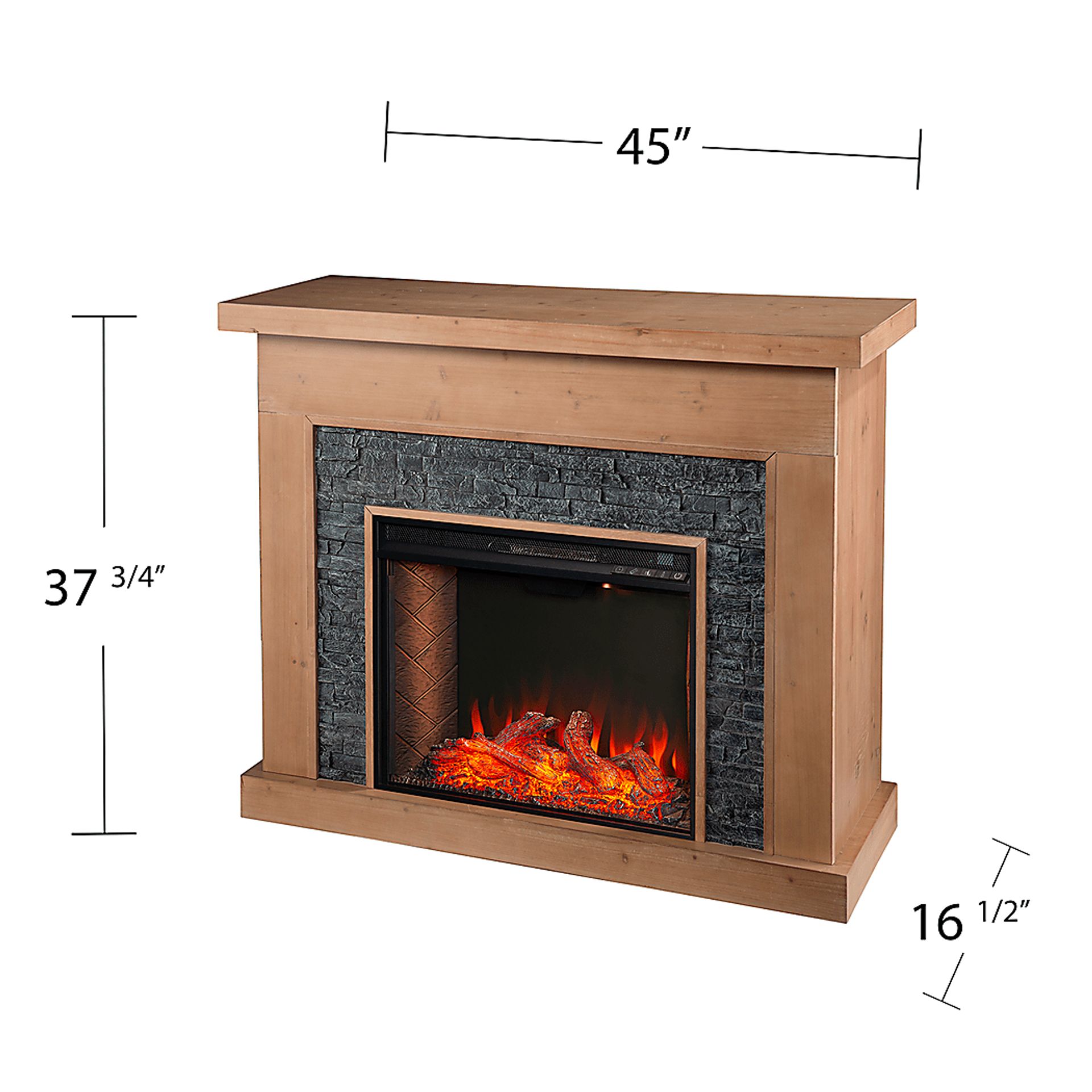 Rische Natural 45 in. Console with Electric Smart Fireplace - Image 9