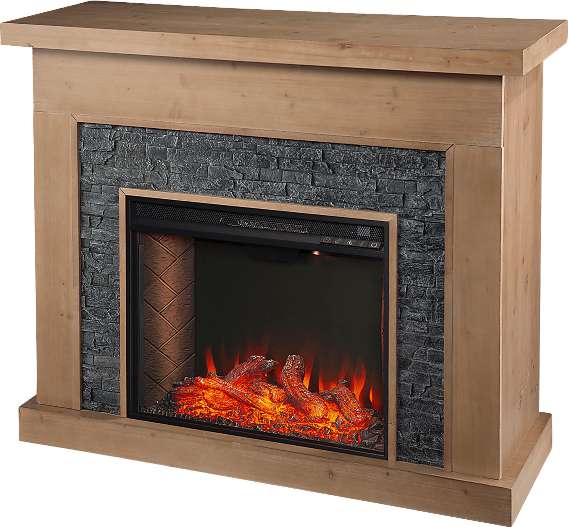 Rische Natural 45 in. Console with Electric Smart Fireplace - Image 1