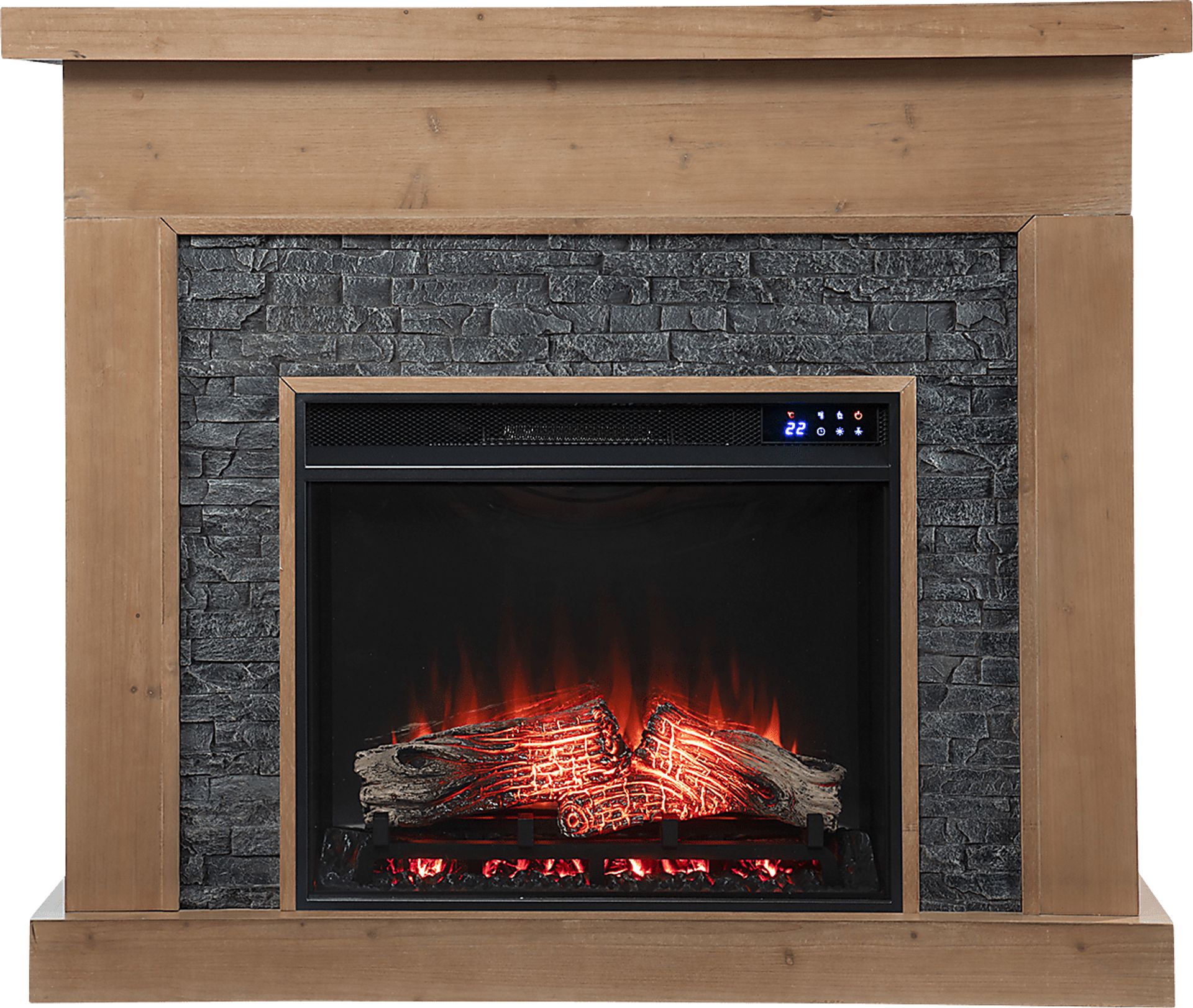 Rische Natural 45 in. Console with Electric Touch Screen Fireplace - Image 2