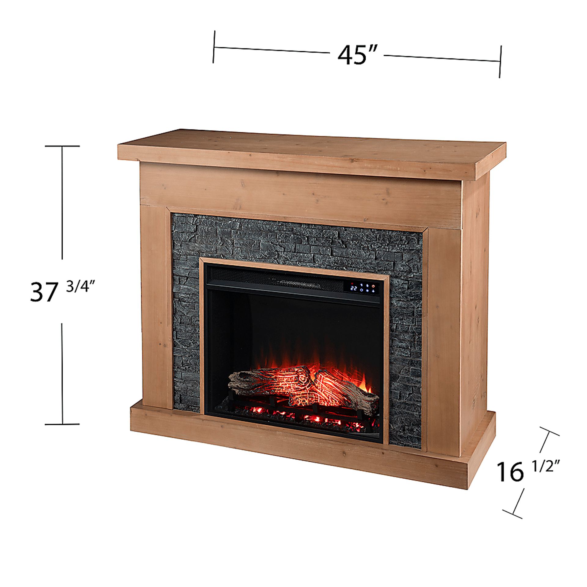 Rische Natural 45 in. Console with Electric Touch Screen Fireplace - Image 10