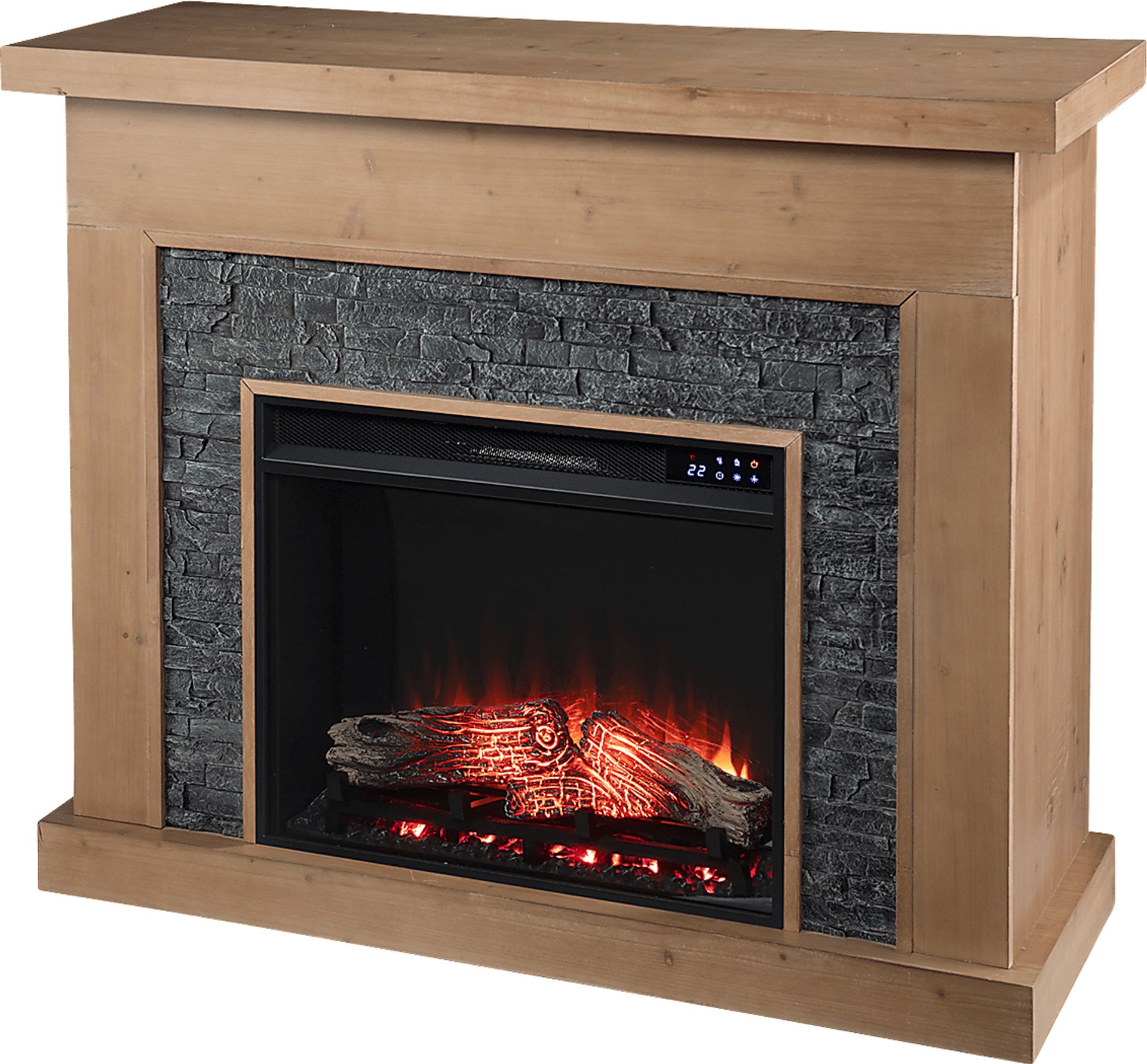 Rische Natural 45 in. Console with Electric Touch Screen Fireplace - Image 1