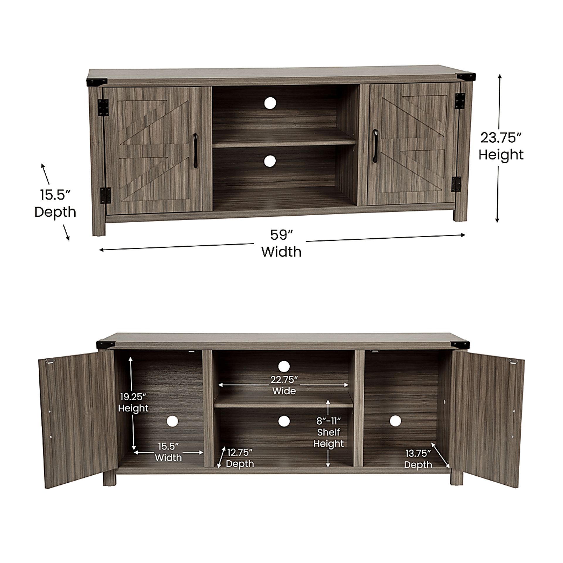 Rithera Gray 59 TV Console - Image 11