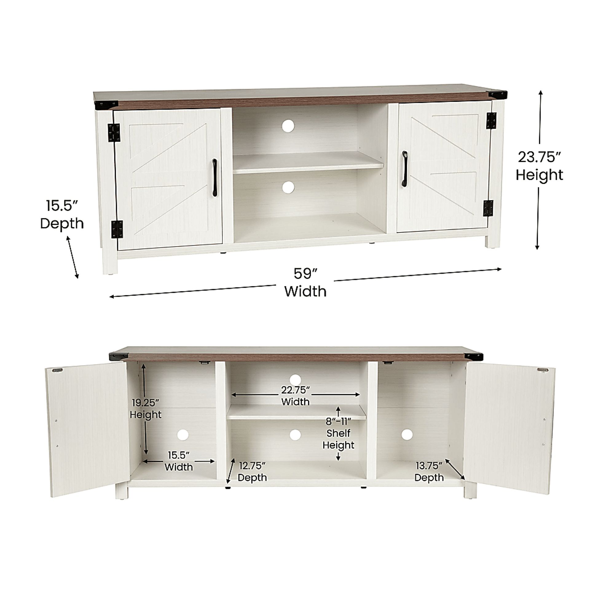 Rithera White 59 TV Console - Image 11