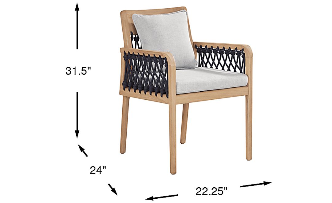 Riva Blonde Outdoor Arm Chair with Dove Cushions