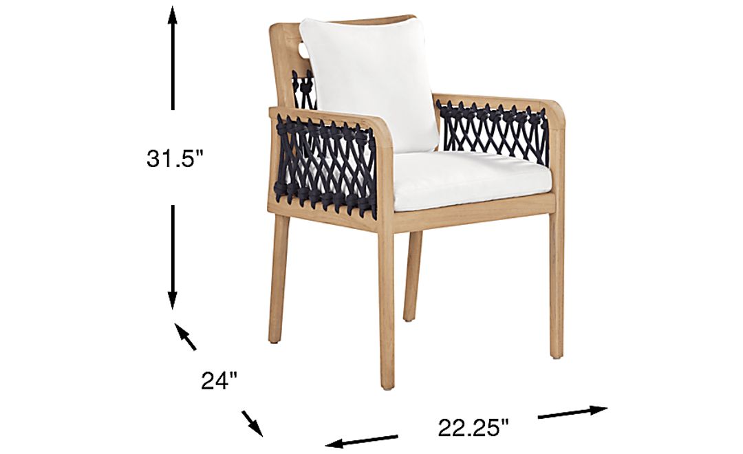 Riva Blonde Outdoor Arm Chair with White Cushions