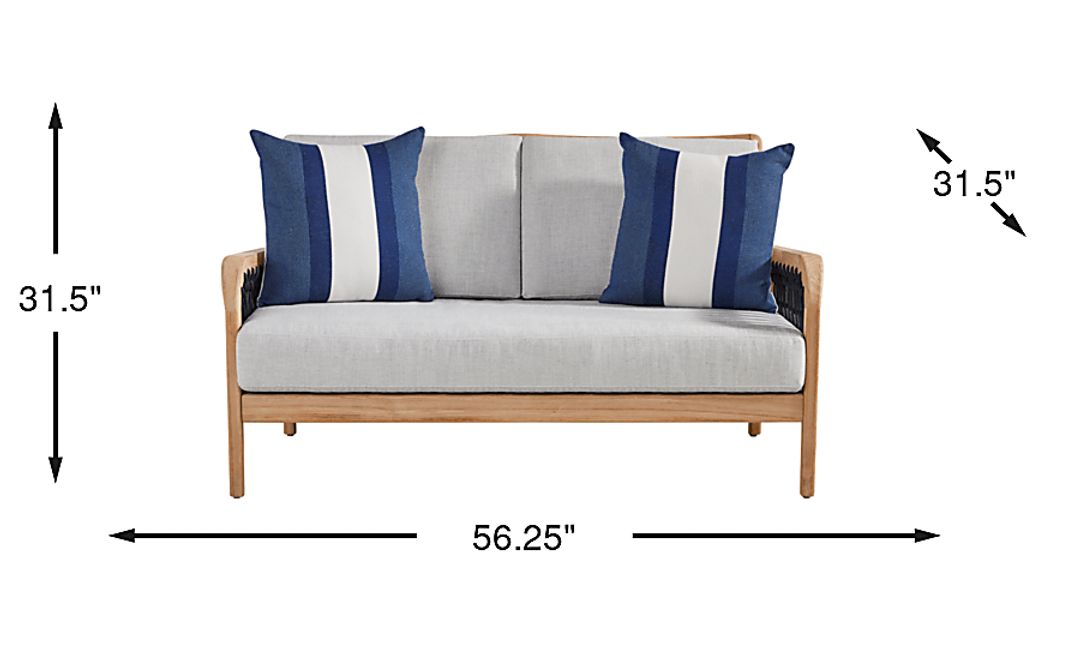 Riva Blonde Outdoor Loveseat with Dove Cushions