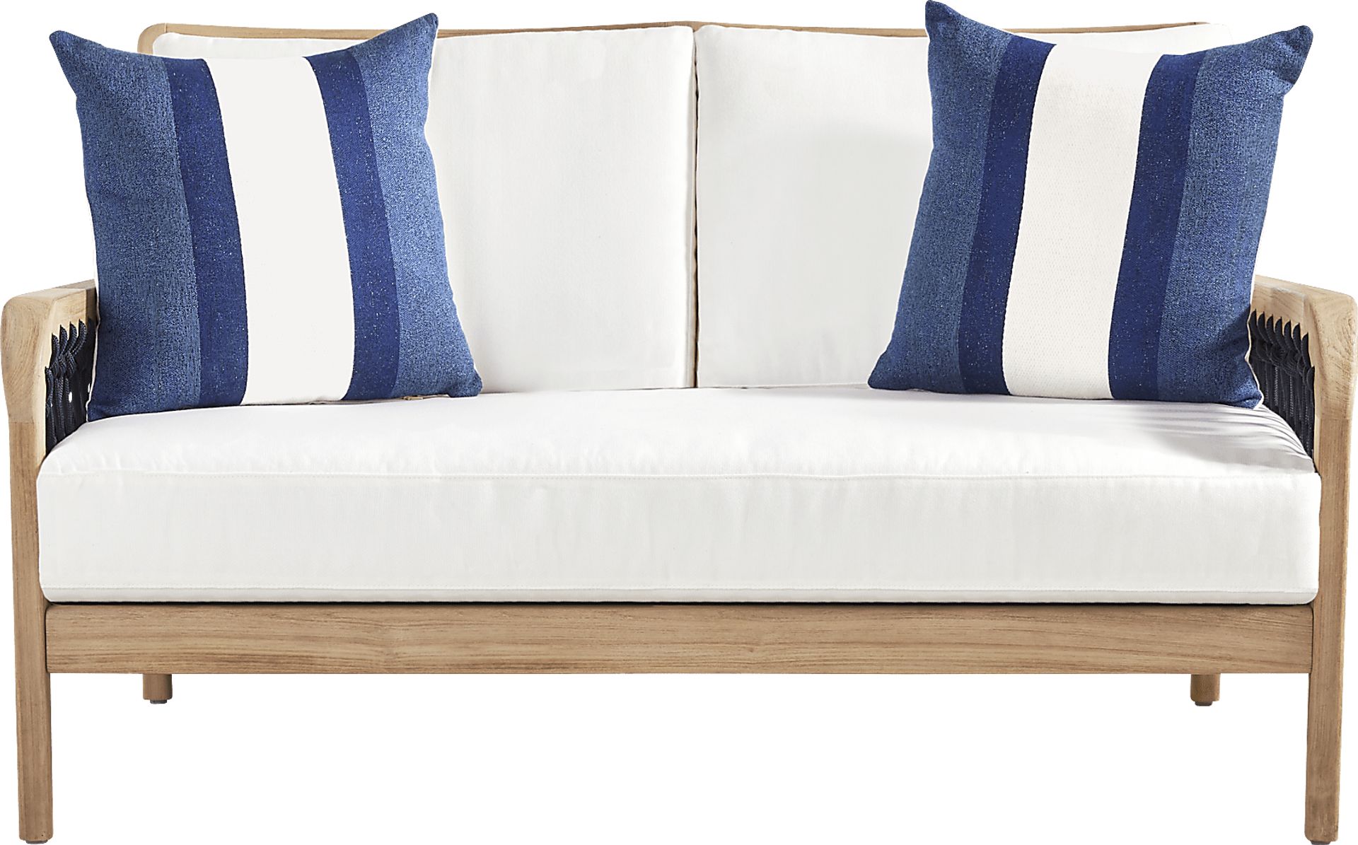 Riva Blonde 5 Pc Outdoor Loveseat Seating Set with White Cushions - Image 2