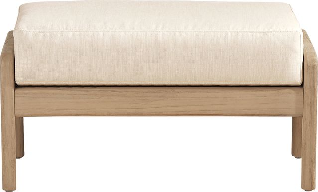 Riva Blonde Outdoor Ottoman with Flax Cushion