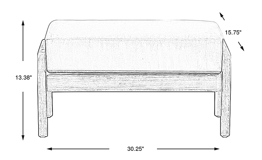 Riva Blonde Outdoor Ottoman with Slate Cushion