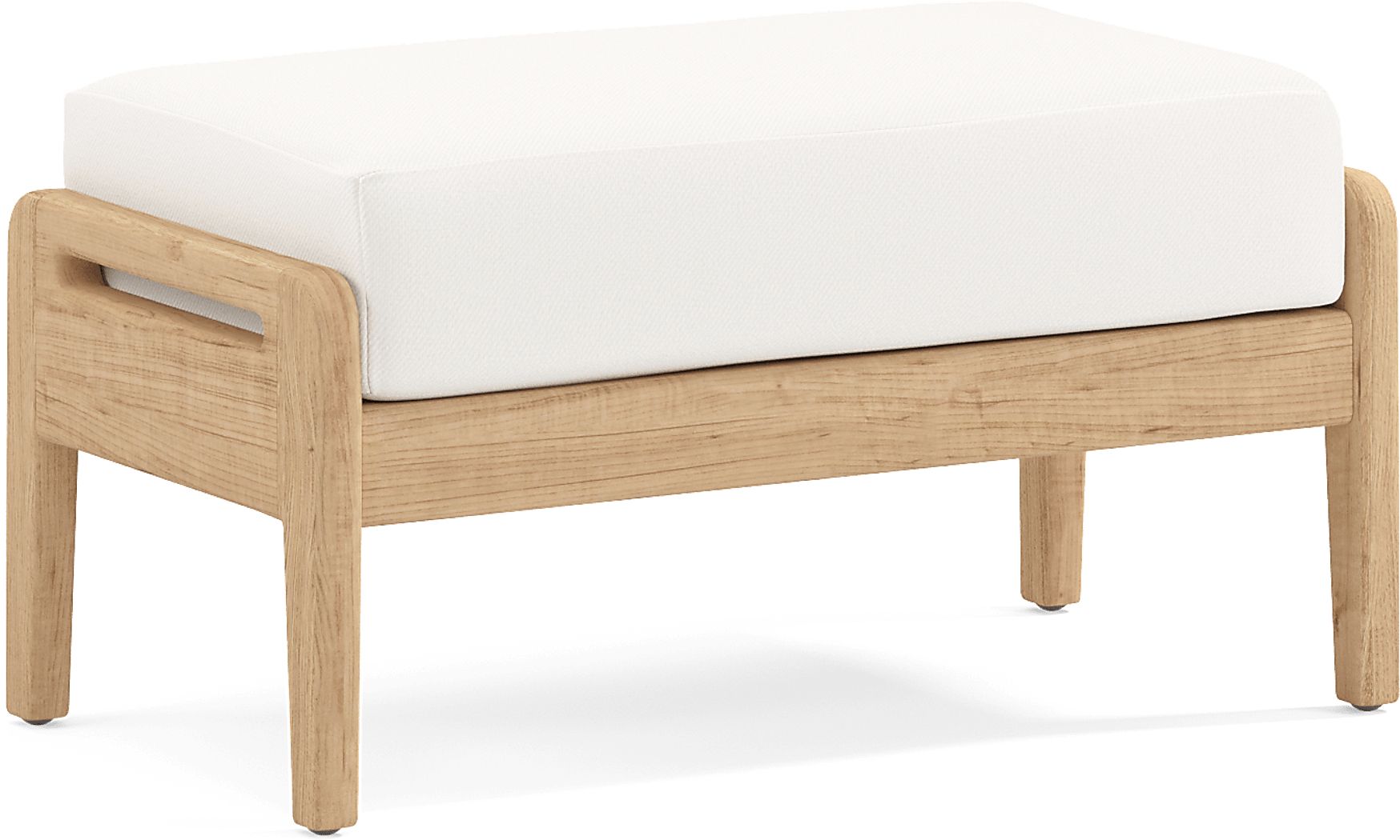 Riva Blonde Outdoor Ottoman with White Cushion