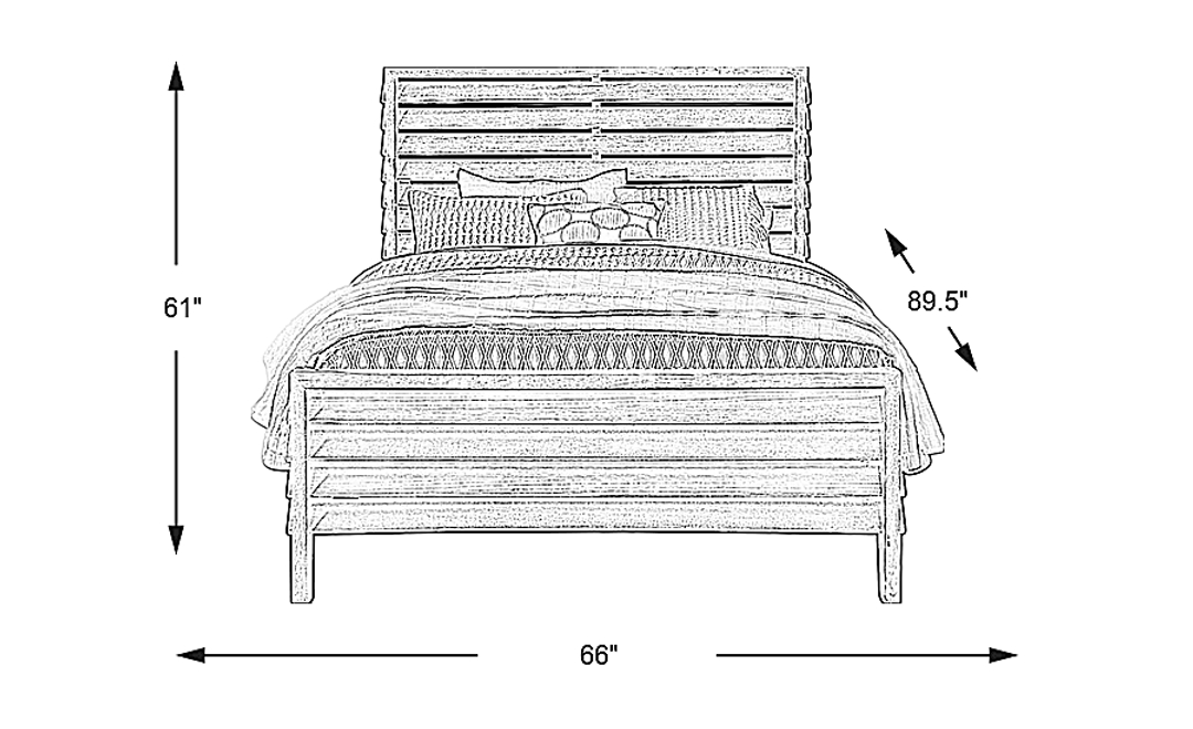 River Falls Light Gray 3 Pc Queen Slat Bed