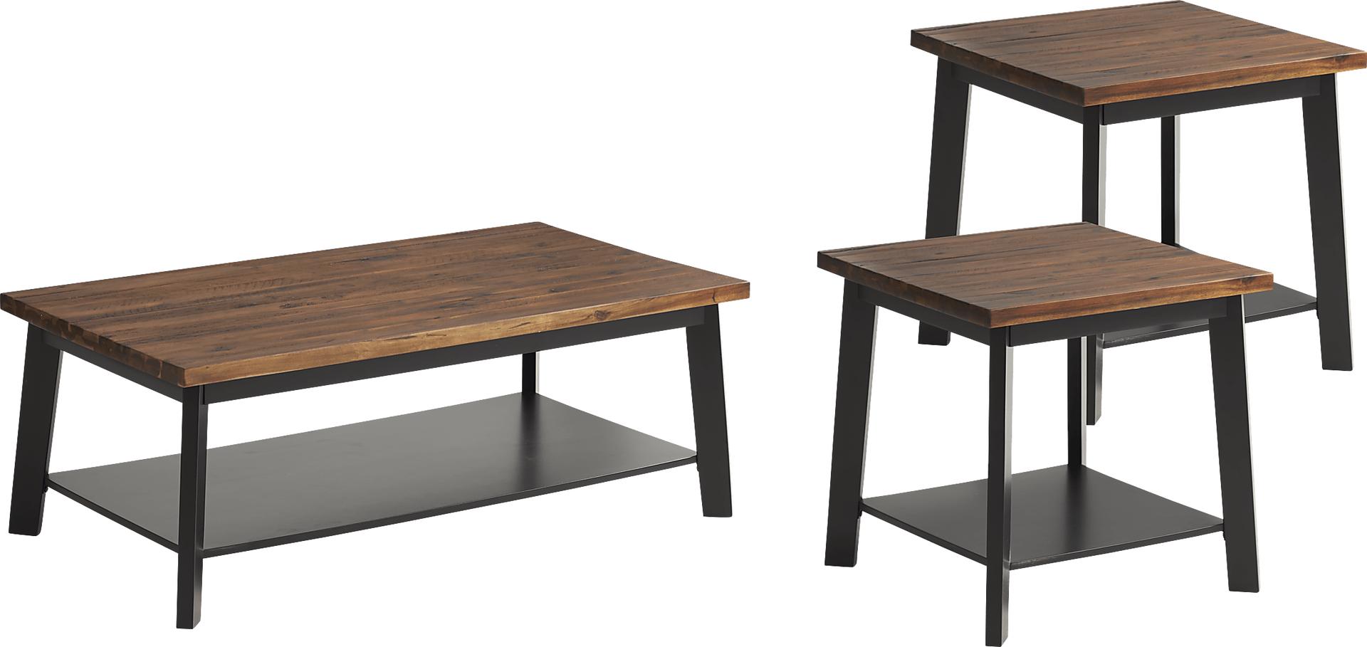 River Lodge Dark Brown 3 Pc Table Set