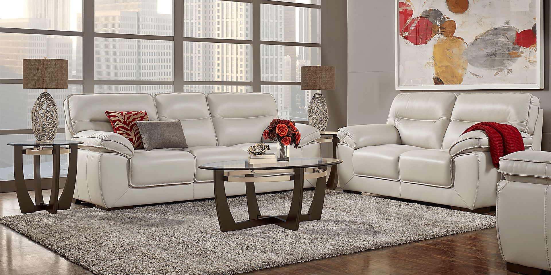 River Place Ice Leather 5 Pc Living Room - Image 1
