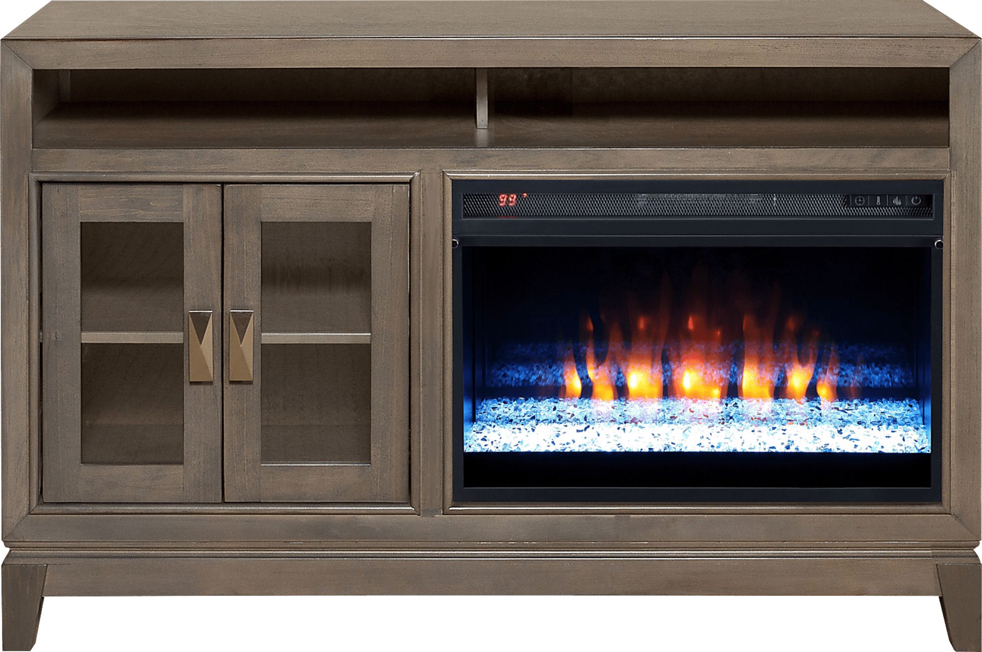 River Terrace Gray 52 in. Console with Electric Fireplace - Image 1