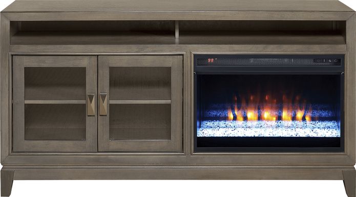 River Terrace Gray 62 in. Console with Electric Fireplace