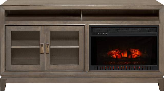 River Terrace Gray 62 in. Console with Electric Log Fireplace - Thumbnail - Image 1