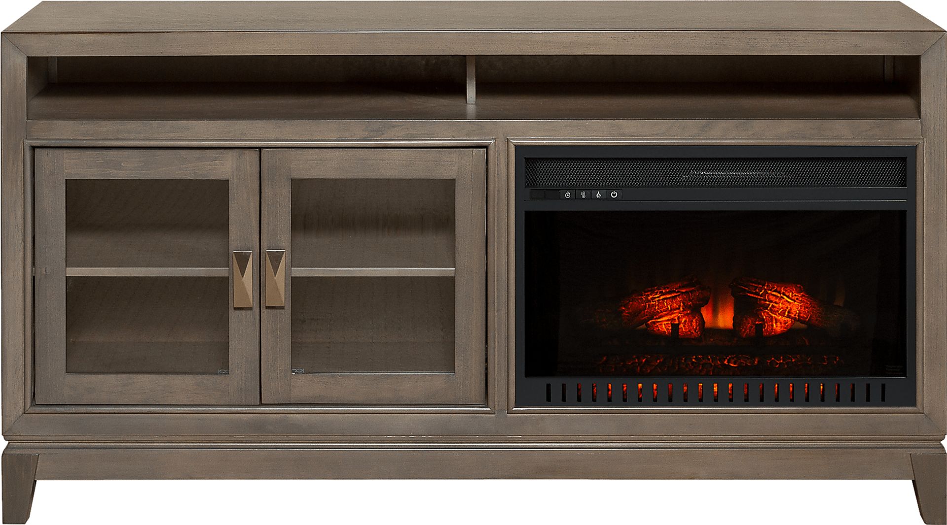 River Terrace Gray 62 in. Console with Electric Log Fireplace - Image 1