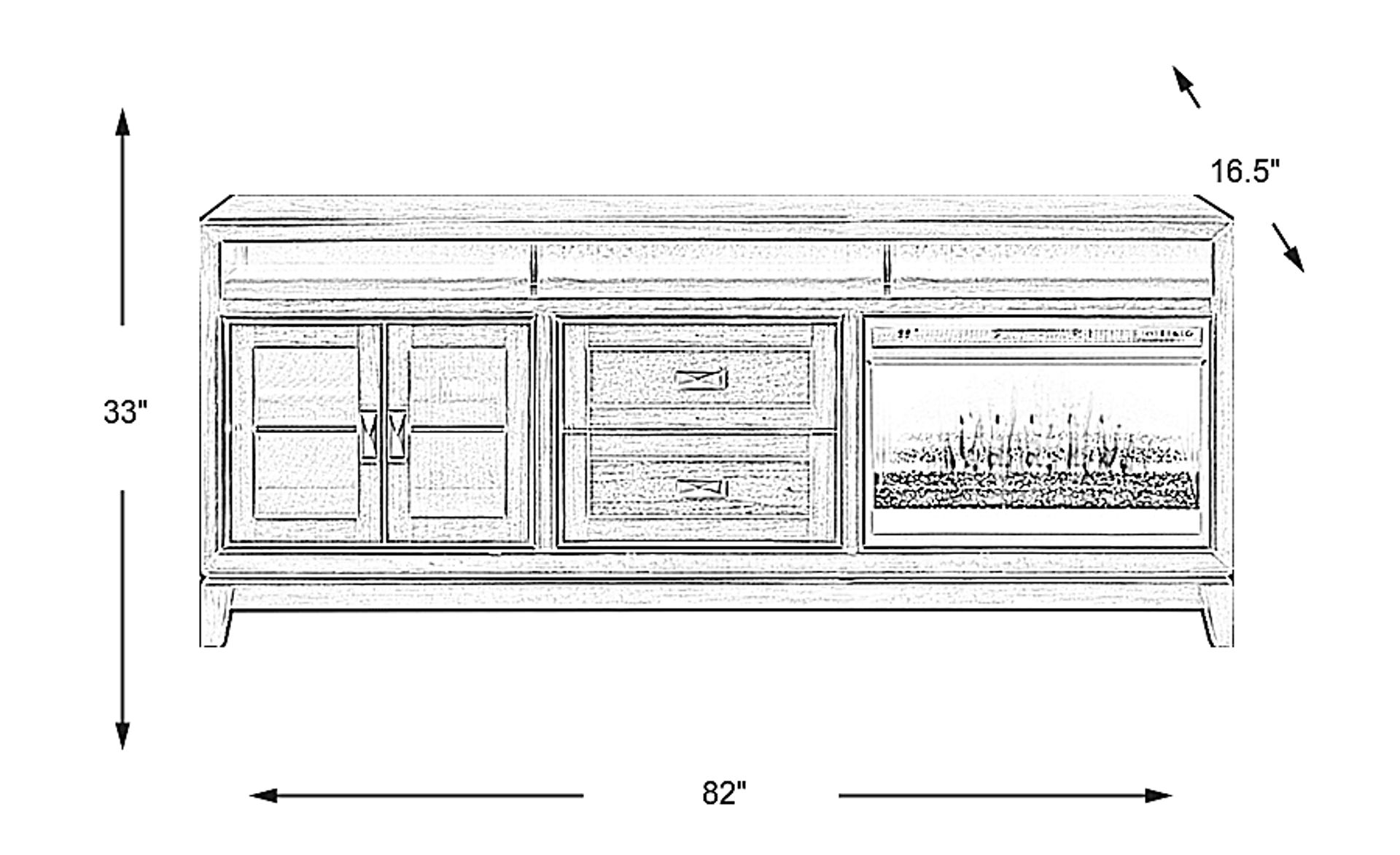 River Terrace Gray 82 in. Console With Fireplace | Rooms to Go