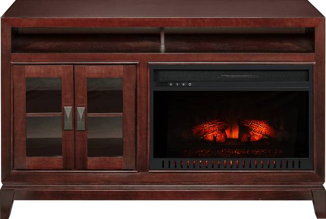 River Terrace Merlot 52 in. Console with Electric Log Fireplace - Thumbnail - Image 1