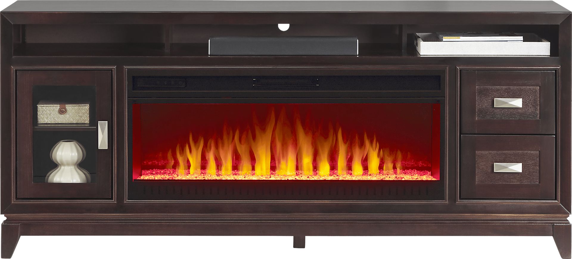 River Terrace Merlot 76 in. Console with Electric Fireplace - Image 1