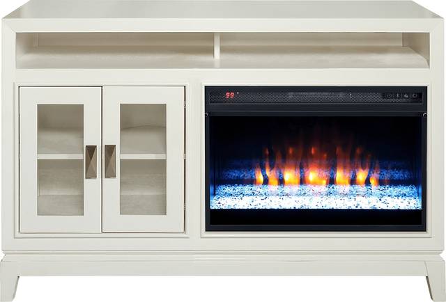 River Terrace Off-White 52 in. Console with Electric Fireplace - Thumbnail - Image 1