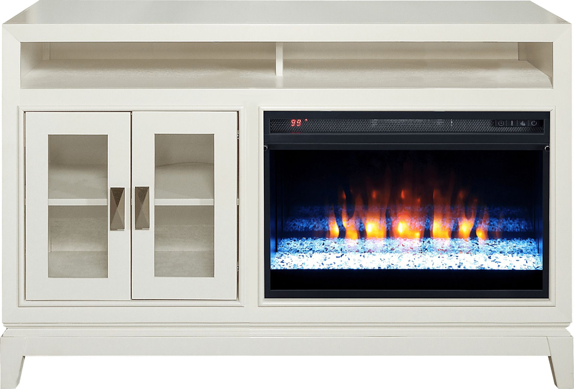 River Terrace Off-White 52 in. Console with Electric Fireplace - Image 1