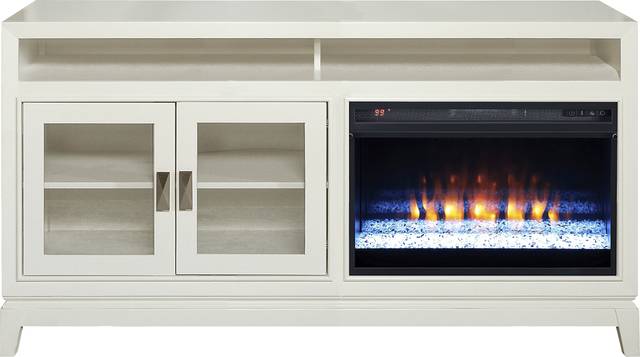 River Terrace Off-White 62 in. Console with Electric Fireplace - Thumbnail - Image 1