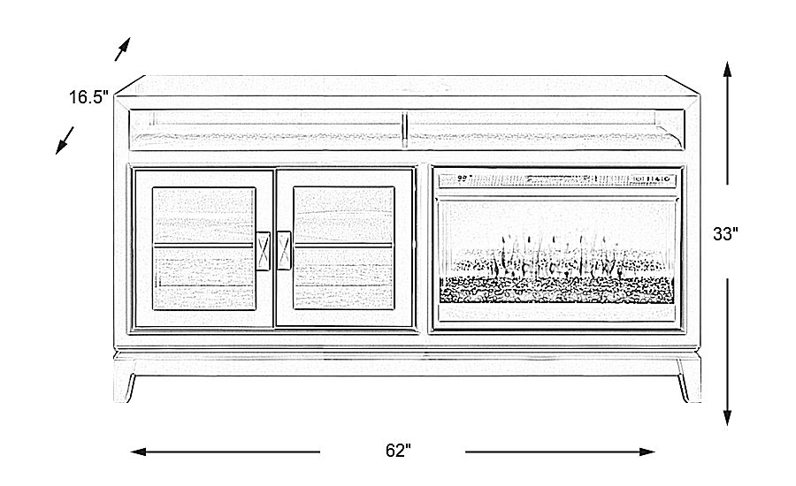 River Terrace Off-White 62 in. Console with Electric Fireplace - Rooms ...