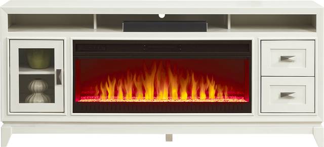River Terrace Off-White 76 in. Console with Electric Fireplace - Thumbnail - Image 1