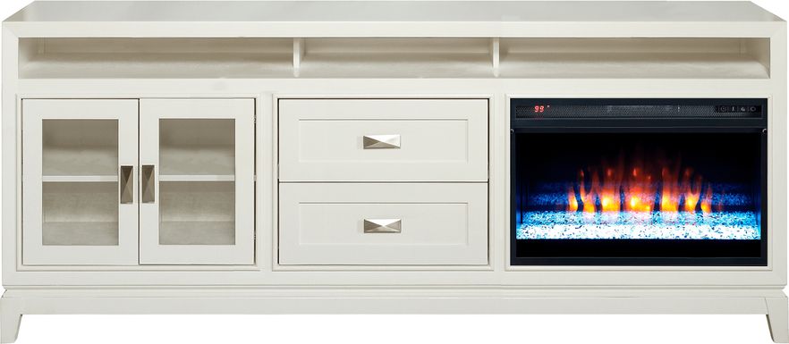 River Terrace Off-White 82 in. Console with Electric Fireplace