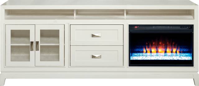 River Terrace Off-White 82 in. Console with Electric Fireplace - Thumbnail - Image 1