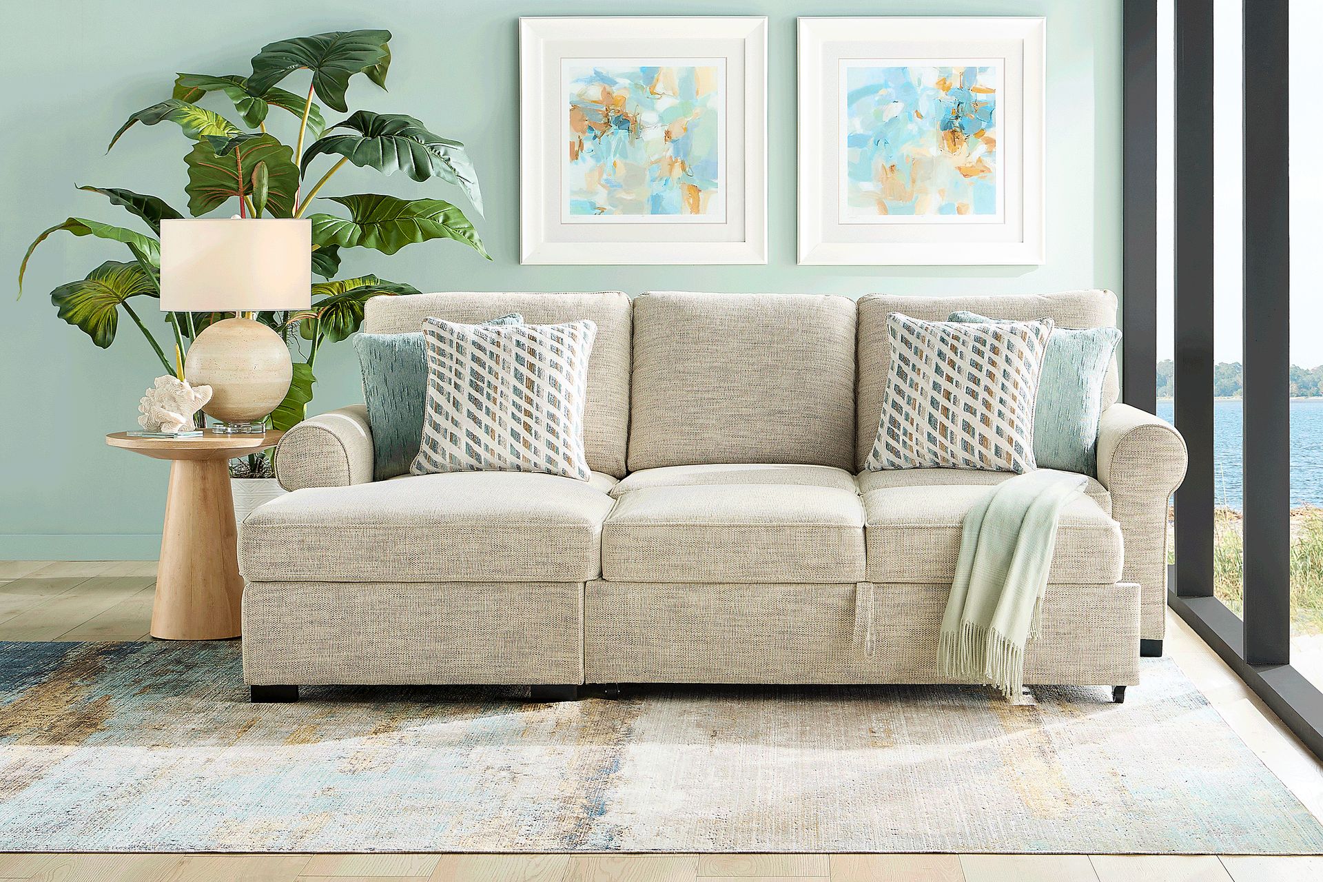 Rivera Cream 2 Pc Sleeper Sectional - Image 3