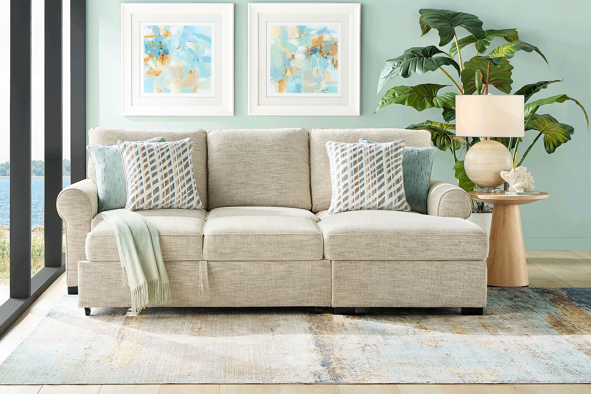 Rivera Cream 2 Pc Sleeper Sectional - Image 3