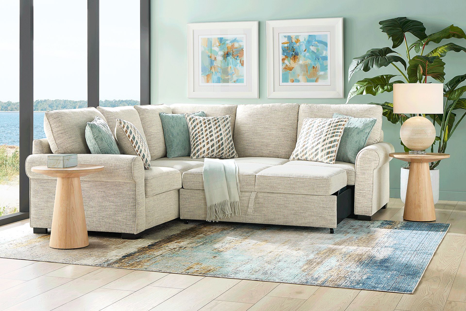 Rivera Cream 2 Pc Sleeper Sectional - Image 3